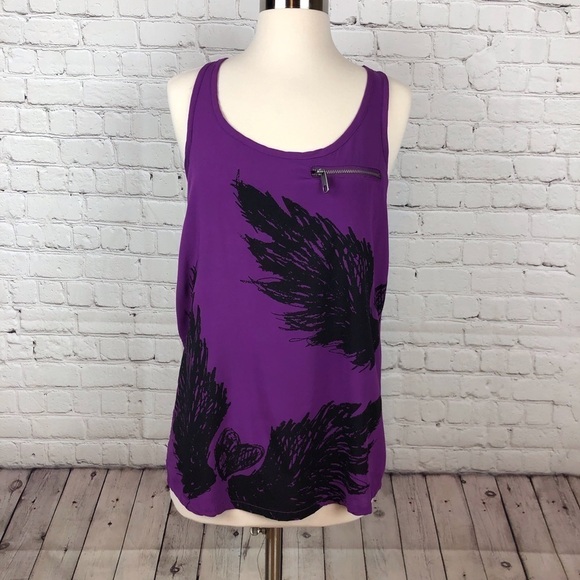 Black Poppy Tops - Black Poppy Women’s Purple&Black Tank Top Sz Small